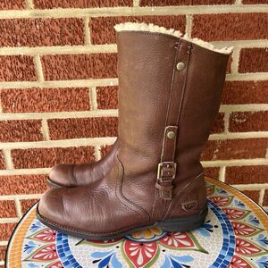 Vintage UGG Australia Bellevue Womens 8 Brown Leather Shearling Boots NO INSOLES